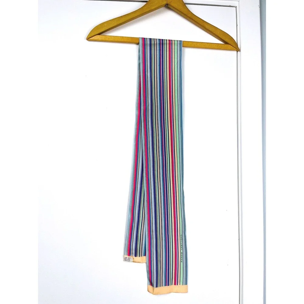 Geoffrey Beene Vintage Silk Scarf Multi Color Vertical Stripe Made in Japan Mens